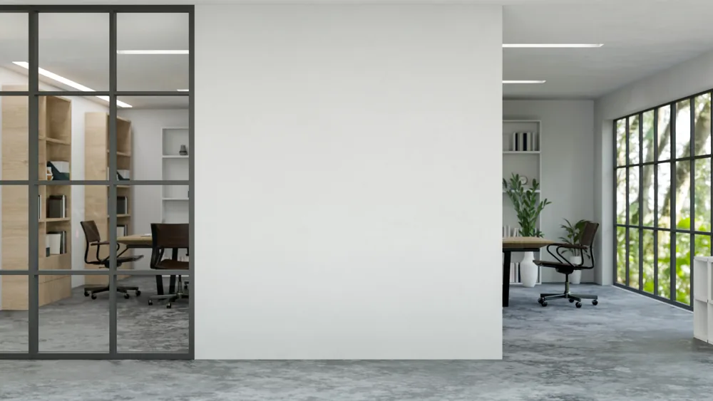 Light office interior with clean white walls — commercial finish inspiration
