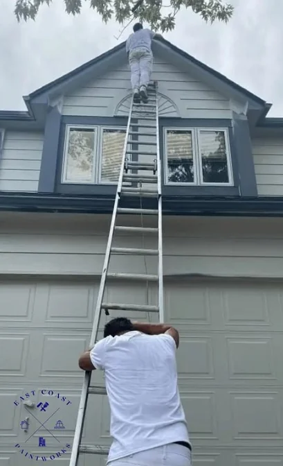 Alem’s painting team at work on a home, from the supplied Instagram post